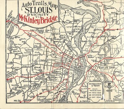 19xx St. Louis - McKinley bridge flyer Auto trails map