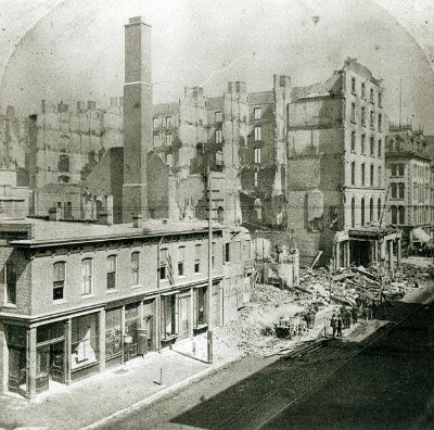 1877 St.Louis - Southern hotel ruins on corner of 4th and Walnut