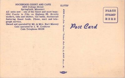 19xx Springfield mo - Rockwood motorcourt postcard (2)
