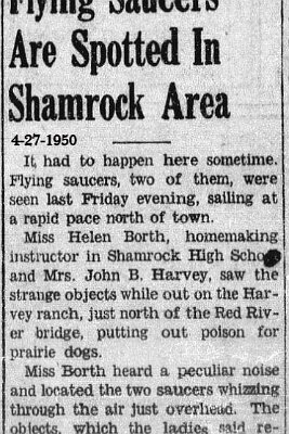 1950 Shamrock - Flying saucers spotted