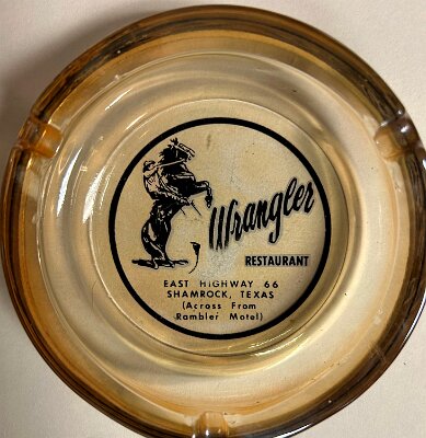 19xx Shamrock - Wrangler restaurant ashtray